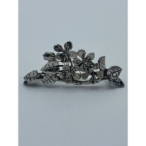 Vintage MASJ Silver Tone Flower Brooch